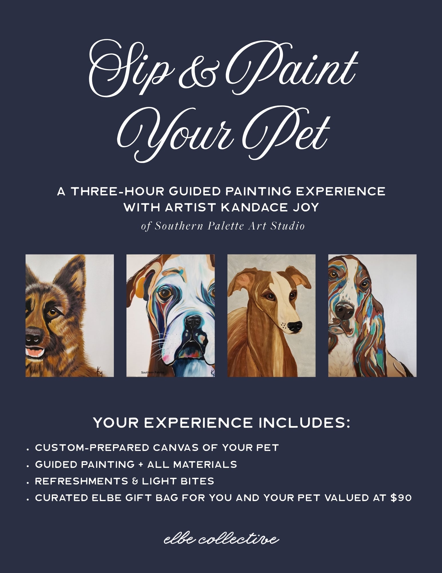 Sip and Paint Your Pet event poster